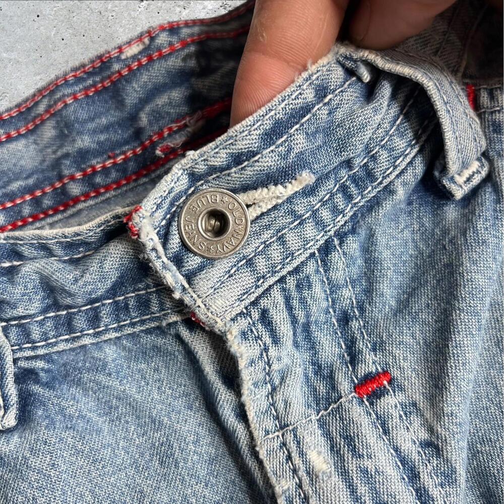 Old Navy Womens Denim Shorts Y2K 90's Pockets Raw Hem Blue Size 28 - Picture 5 of 8